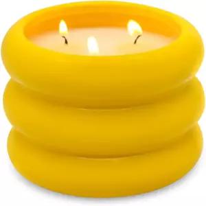 3-윅 시트로넬라 캔들 실외 실내 18온스 레몬그라스 소이 왁스 캔들이 노란색 세라믹 타이어 모양의 병에