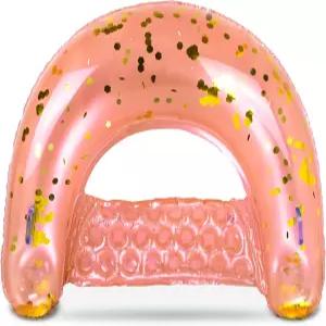 POZA 풍선 수영장 플로트 의자 - 반짝이는 색종이 조각으로 채워진 고급 라운지 컵 홀더 및 손잡이에