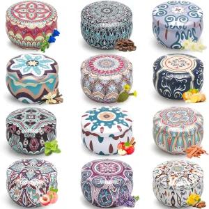 향초 선물 세트 12팩 홈 프래그런스 - 300시간 지속되는 소이 왁스 무연 면 윅스 아로마테라피 캔들 봄용