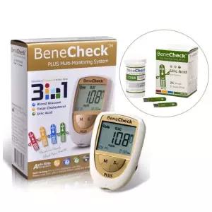 베네첵 3in1 요산측정기 혈당 콜레스테롤 멀티모니터링+ 요산시험지 25매 세트 통풍 체크