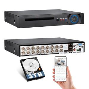 카메라용 KERUI 16채널 레코더 DVR, 16CH 감시 비디오 레코더, 5MP 하이브리드 6-in-1 카메라 DVR AHD /TVI /CVI /CVBS /IP XVI (인간 감지 기능 포함), 24/7 녹화(3TB HDD 포함)