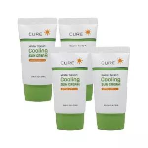 보습관리 김정문알로에 큐어 워터 스플래쉬 쿨링 선크림 40ml(SPF50안티에이징 주름개선 탄력강화) 4개 Ss