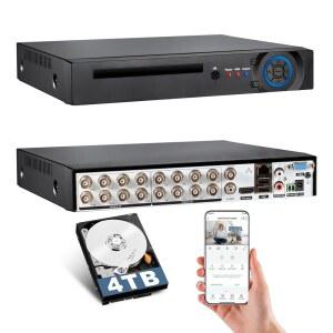 카메라용 KERUI 16채널 레코더 DVR, 16CH 감시 비디오 레코더, 5MP 하이브리드 6-in-1 카메라 DVR AHD /TVI /CVI /CVBS /IP XVI (휴먼 디텍션 포함), 24/7 녹화(4TB HDD 포함)