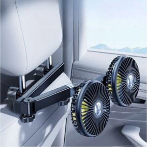 차량용 듀얼팬 선풍기 뒷 3단계 최 플러그인 접이식 외팔보 전용 카팬 배터리 조절