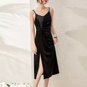 여친 원피스 청 투피스 하프코트+벨벳 복고 칼라넥 나시 럭셔리 BE1