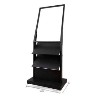 전단지 진열대 책전시대 홍보물 블랙 스탠드 책장 4단 블랙/라이트 카드 도서진열대 평머리