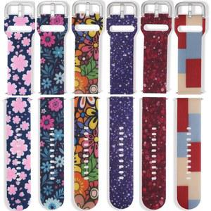 AMAZFIT BIP 스마트 워치 밴드와 6팩 소프트 교체 패턴 여성용 플로럴 스트랩 호환되는 워치용 실리콘 밴드