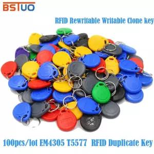 RF카드 RFID 태그 키 링 카드 근접 토큰 배지 복제 EM4305 T5577 125kHz 복사 재기록 100개로트