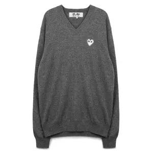 꼼데가르송플레이 화이트 하트 와펜 공용 니트 AZ-N060-051-3