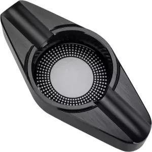 야외 파티오 실내 및 사무실용 시가 홀더 2개가 있는 재떨이(블랙)