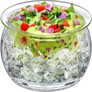 놀라운 애비 - 스 베드 파티 피크닉 야외 식사를 위해 얼음 챔버(1팩)가 있는 아크릴 냉각 딥 서버 볼 투명