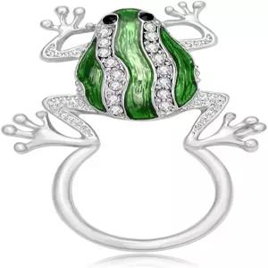 누만다 실버 컬러 그린 크리스탈 사랑스러운 개구리 마그네틱 클립 홀더 안경 핀 주얼리