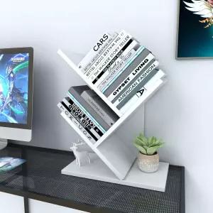 고드페릭신 나무 책장 3단 소형 미니 책상 - 사무실 가정 학교용 책 CD 잡지용 컴팩트 수납 선반 화이트