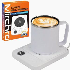 커피 머그 워머 - 온도 디스플레이가 있는 책상용 36W 워머, 1-12시간 타이머 및 6가지 설정, 빠른 난방, 자동 차단, 음료, 커피, 차, 우유용 스마트 컵 워머(화이트)
