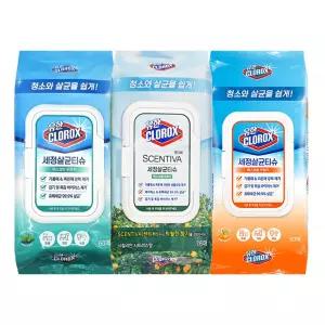 유한크로락스 세정살균티슈 시트러스 76매 1팩 + 오렌지퓨전 60매 1팩 + 후레시센트 60매 1팩 (3팩)
