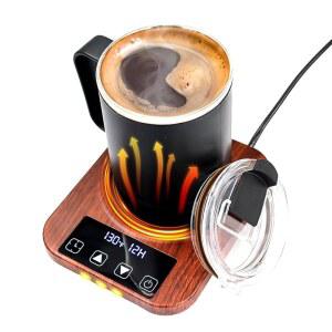 커피 머그 워머, 9가지 온도 설정(100 -180 )이 있는 책상용 스마트 컵 1-12시간 타이머 자동 차단, LED 표시등, 커피, 차, 우유, 양초 보온을 위한 4인치 가열판