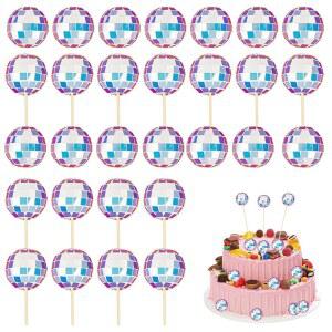 킨치고, 70년대 테마 레트로 파티를 위한 50팩 리데센트 디스코 볼 케이크 토퍼 1.18인치 미러볼 장식