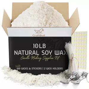 양초 제조용 크래프트버드 소이 캔들 왁스 - 천연 10파운드 백 10파운드. 플레이크 윅 100개 스티커 금속