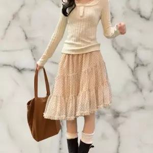 CCK19E7여성용 봄 여름 도트 패턴 프릴 미니 스커트