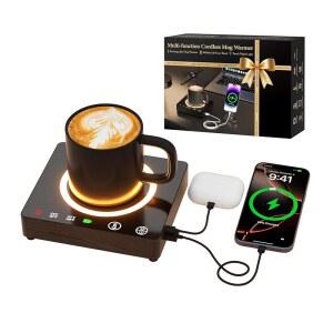 머그 워머 무선 180분 배터리 수명 - 10000mAh 휴대용 충전기, 책상용 커피 컵 워머, 3가지 온도 설정, 가정, 사무실, 여행, 캠핑 및 남성용 스마트 캔들 히트 플레이트
