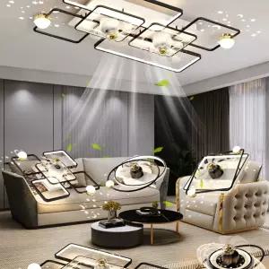 조명 실링팬 스윙 선풍기 900mmx600mm 흑백 리모컨 소형 거실 E형