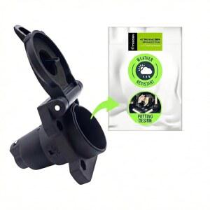 TREGEN 48402 대형 차량 측면 7방향 RV 블레이드 트레일러 커넥터, 교체 48480, 방수, 포팅 씰 디자인, 나일론-섬유 유리 하우징, 먼지 커버, 주석 구리 단자