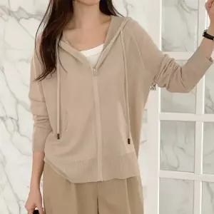 |CSJ6DED|여성 시스루 후드집업 봄니트 포켓 나그랑 아우터