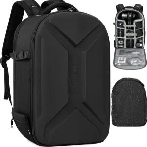 카메라 백팩 레인 커버가 있는 하드쉘 DSLR 사진 가방 방수 케이스 삼각대 홀더 및 캐논/니콘/소니/DJI