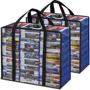 살라조리 CD DVD 보관 가방 지퍼와 손잡이가 달린 2팩 투명 블루레이 99 64장의 156장의 케이스 보관함 VHS