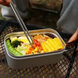 냄비 라면 사각 접이식 군용 손잡이 스텐 반합 캠핑용