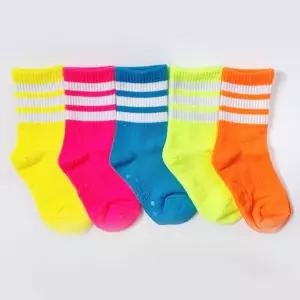[모두쇼핑]흰색세줄 형광색 아동양말 5족 초등학생 어린이 선물 어린이양말 유아겨울양말 유아선물 키즈양
