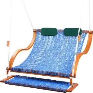 사니베르케 럭스 리클라인 듀오 스윙 - 접이식 풋레스트 코스탈 블루 650파운드 용량 S-암레스트