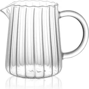 작은 유리 피처 8.5온스 커피 바용 미니 크리머 차 시럽 또는 크림용 투명 우유 서버 손잡이와 스파우트가