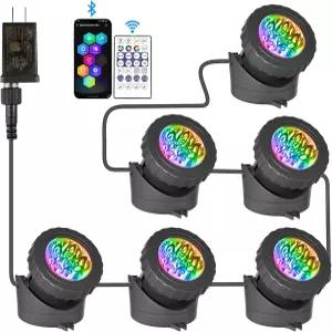 T-SUN 색상 변경 연못 조명 LED 수중 분수 블루투스 APP 제어 기능 수족관 어항 수영장 정원 및 마당