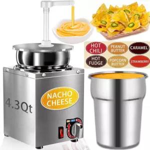 펌프가 장착된 나초 치즈 디스펜서 4.3 QT 소스 워머 머신 6단계 온도 조절이 가능한 스테인리스 스틸 핫