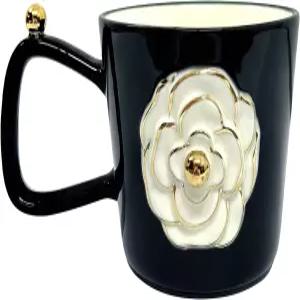 히키윈 3D 플라워 세라믹 커피 머그컵 11.8온스 빈티지 플로럴 카푸치노 개인 맞춤 여성 신부 샤워 선물