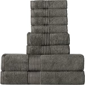 목욕 타월 8피스 세트 - 100 빗질 면 + 손 행주 Oeko-TEX 인증을 받은 부드럽고 흡수력이 뛰어난 타월로