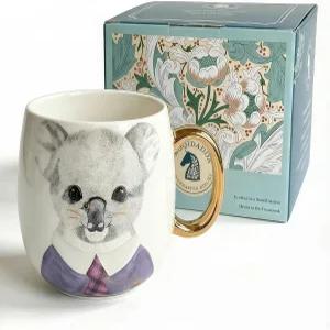 골드 트림 손잡이가 있는 모카디 19온스 세라믹 커피 머그컵 커피용 도자기 차 및 핫 초콜릿 핸드 페인팅