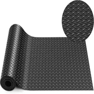 브링 12인치 x 10피트 고무 다이아몬드 플레이트 롤 매트 트레일러 차고용 헤비 듀티 바닥재 러그 PVC