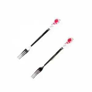 티포크 세트 2P 빨간장미 디저트포크 손님용