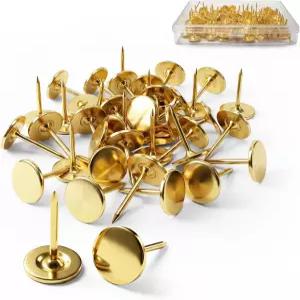 FXPay 100pcs 헤비 듀티 골드 엄지손가락 팩 롱 니들포인트 및 벽 홈 데코용 푸시 핀 카펫 못 타추엘라