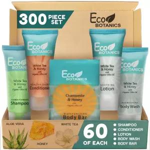 트래블 사이즈 호텔 화장실 세트 300 카운트 0.85온스 병 바캉스 렌탈 및 단기 파라벤 무료 화이트 티 향에