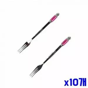 디저트포크 과일포크 티포크 10개 핑크 세트