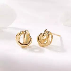 [신세계라이브쇼핑][비앤비골드] 18K 볼륨 크로스 루프 침귀걸이 한쌍 MNE42422