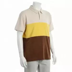 MUST IT_ HOWLIN 테리 배색 폴로 티 반팔 티셔츠 댄싱 마스크 아몬드