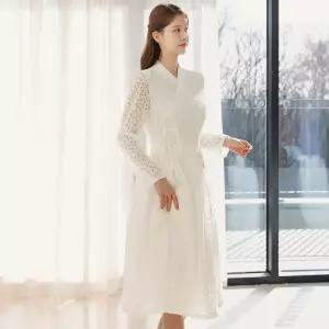 [시크라인] (~XXL까지) 퍼르 레이스 생활한복 원피스 봄 가을 철릭원피스 랩디자인 세레머니룩 셀프웨딩 빅사이즈