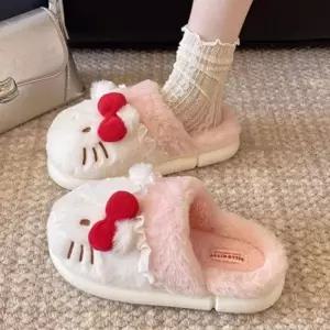 ( )캐릭터 슬리퍼 푹신한 핑크 거실화 털 투톤 겨울용 실내용 화이트 신발 보온