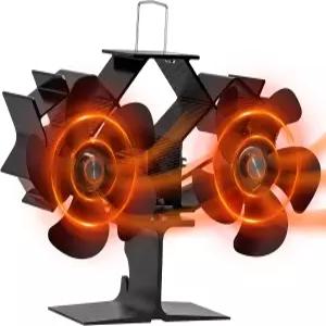 버디 히터용 TCFUNDY 우드 스토브 팬 프로판 스페이스 히터에 브래킷이 고정된 듀얼 모터 벽난로 따뜻한