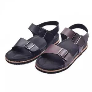 남성 투스트랩 버클 가죽 샌들 여름 데일리 슬리퍼 신발