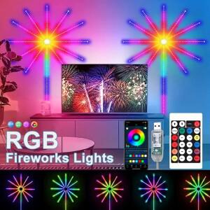 USB 스마트 불꽃 놀이 조명 RGB LED 스트립 거실 벽 파티 장식에 대 한 원격 제어 블루투스 APP 음악 동기